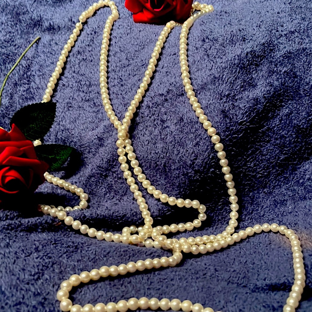 Costume Pearl Necklace Long